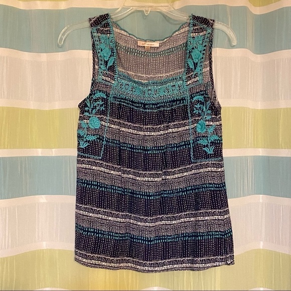 Skies Are Blue Embroidered Tank Top Sz XS - Picture 8 of 8